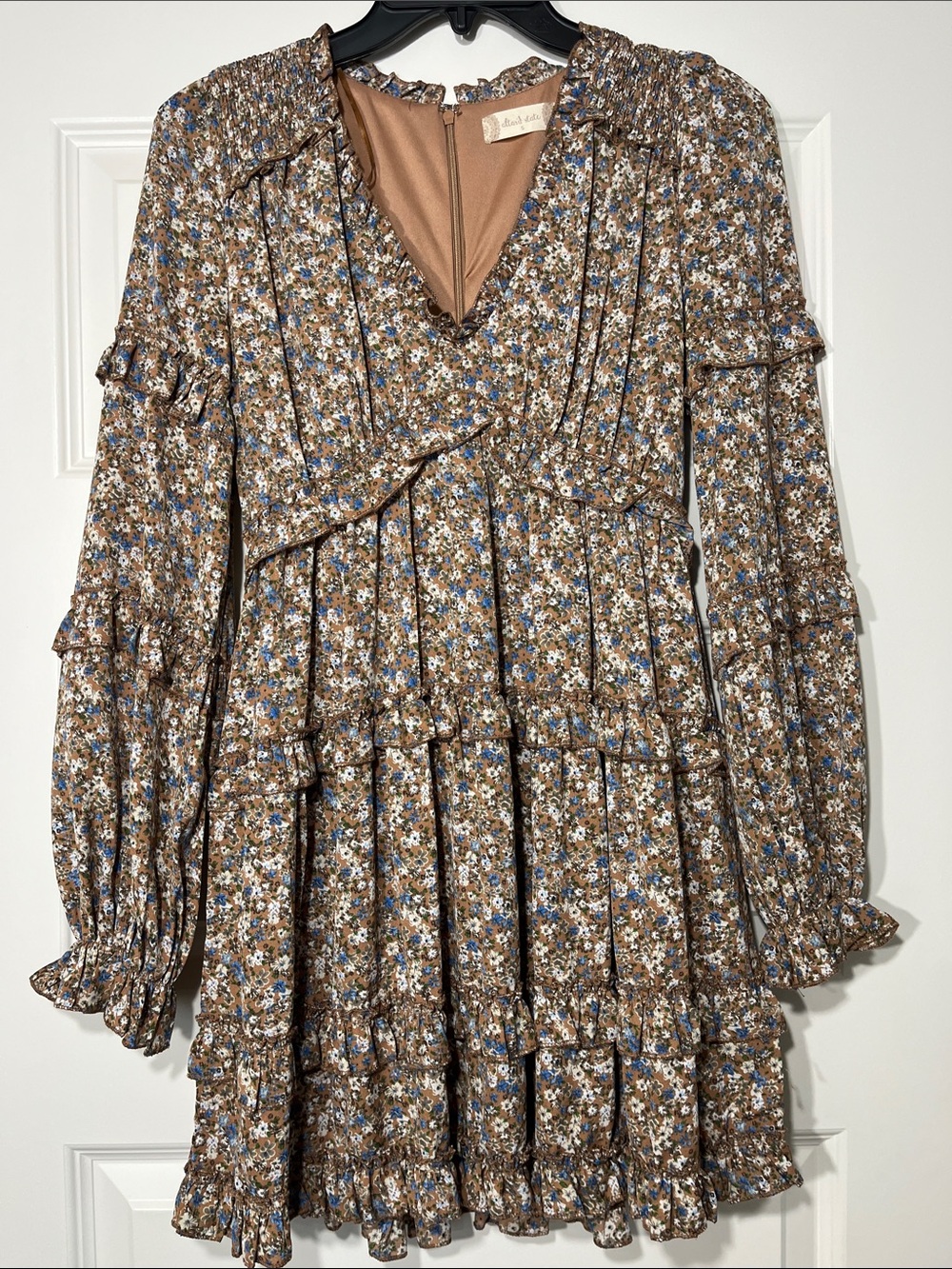 Altar’d State Floral Ruffle Long Sleeve Mini Dress Women Small Boho Cottagecore
